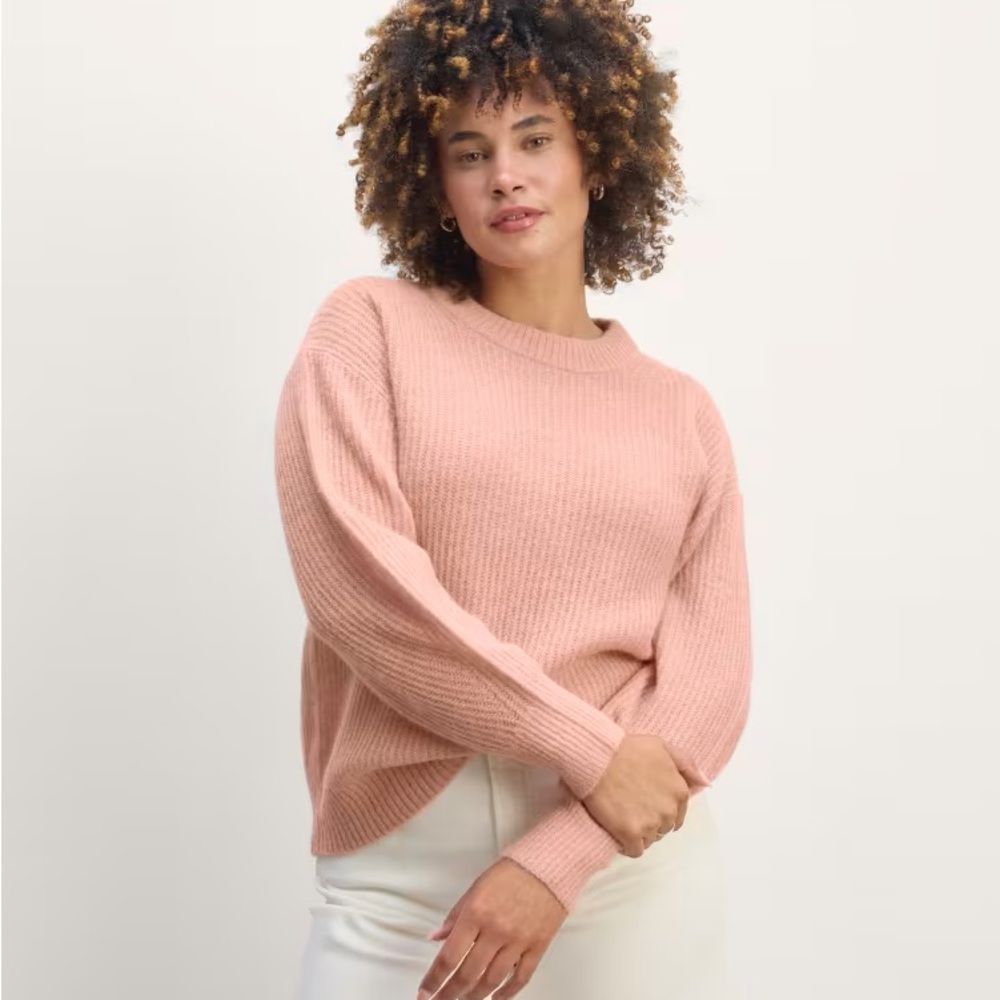 Everlane nwot alpaca and wool sweater the cocoon crew blush pink dusty